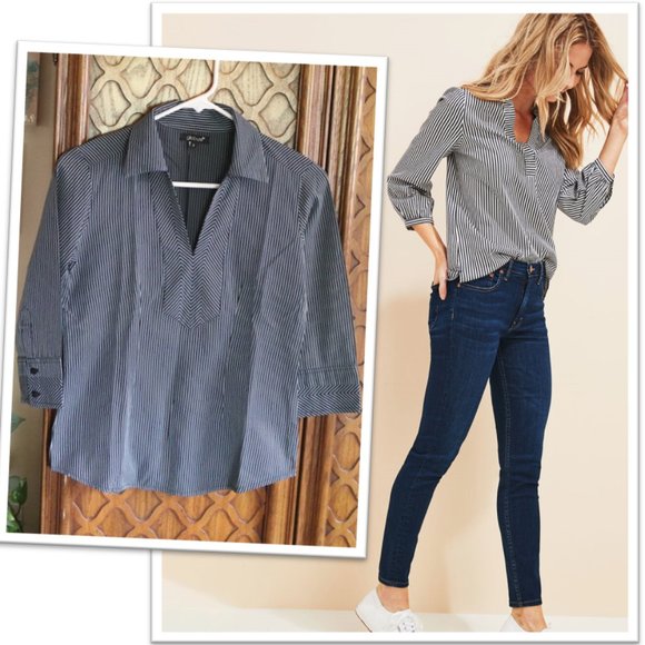 Globus Tops - 3/$15 Globus Striped Popover Collared Shirt - Size XS